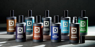 All Proper Cologne bottles selection on a counter top.