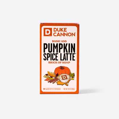 Box of Duke Cannon Pumpkin Spice Latte soap on a white background
