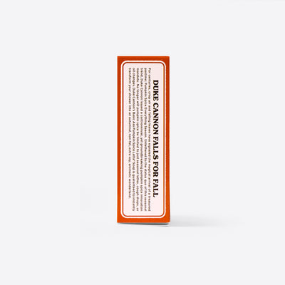 For centuries, mankind has celebrated the magic of autumn with warm cups of apple cider and the sound of leaves crunching underfoot. Duke Cannon pays homage to the best season of the year by creating a Big Ass Brick of Soap with a delightful pumpkin spice scent. This limited-edition brick is made with pumpkin pulp to gently exfoliate, while the rich, lathering formula and warm, pumpkin spice scent transform your shower into an autumnal, month-long, 4-star, soy-candle-wonderland