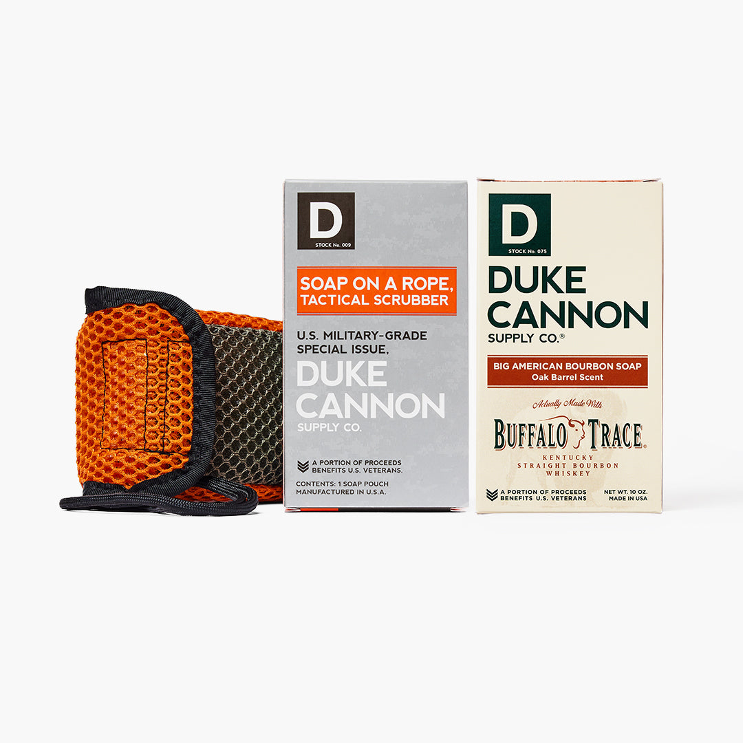 Duke Cannon Tactical Scrubber + Soap Set - Soap On A Rope With Big American  Bourbon Soap - 10 Oz : Target